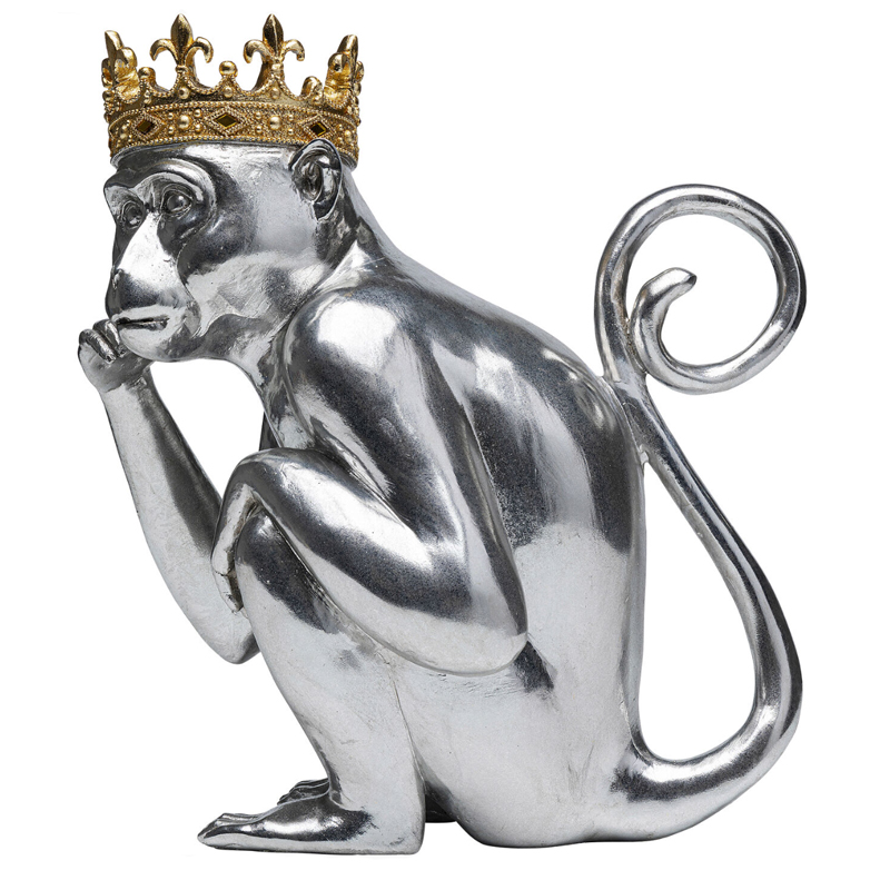 Статуэтка обезьяна в короне серебряная Golden Monkey Сатиновое Серебро Золотой Статуэтка обезьяна в короне серебряная Golden Monkey Сатиновое Серебро Золотой в Челябинске | Loft Concept