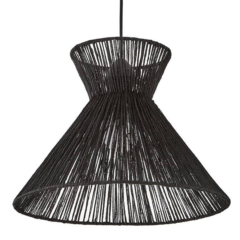 Подвесной светильник Signe Wicker Hemp Black Horn Черный Подвесной светильник Signe Wicker Hemp Black Horn Черный в Челябинске | Loft Concept