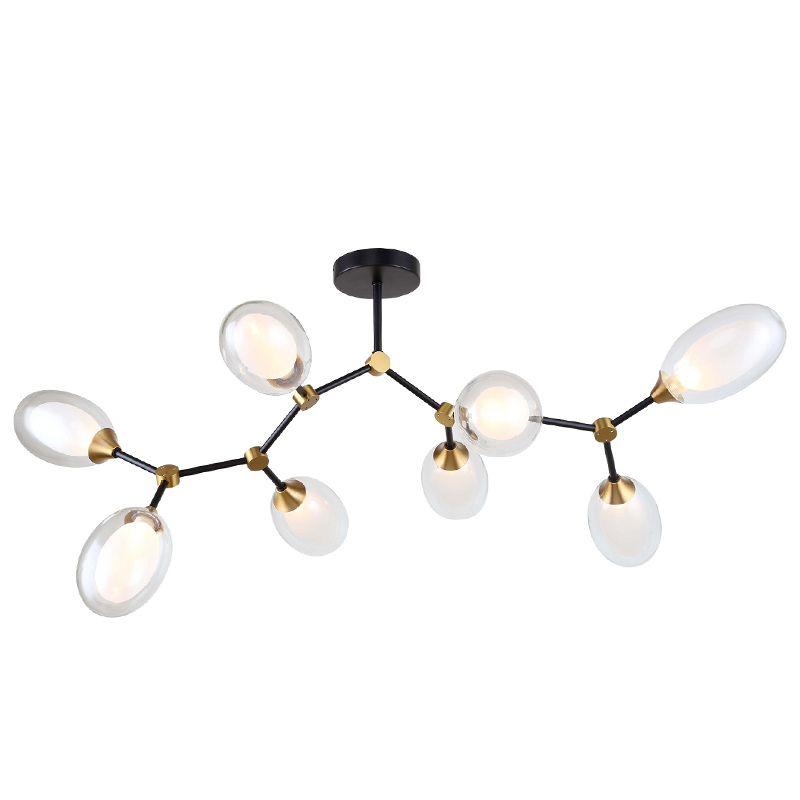 Люстра с плафонами из двойного стекла BUBBLE CHANDELIER Черный Латунь Прозрачный Люстра с плафонами из двойного стекла BUBBLE CHANDELIER Черный Латунь Прозрачный в Челябинске | Loft Concept