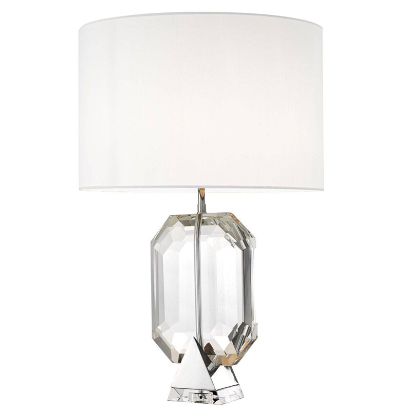 Настольная лампа Eichholtz Table Lamp Emerald Nickel & white Белый Никель Прозрачный Настольная лампа Eichholtz Table Lamp Emerald Nickel & white Белый Никель Прозрачный в Челябинске | Loft Concept