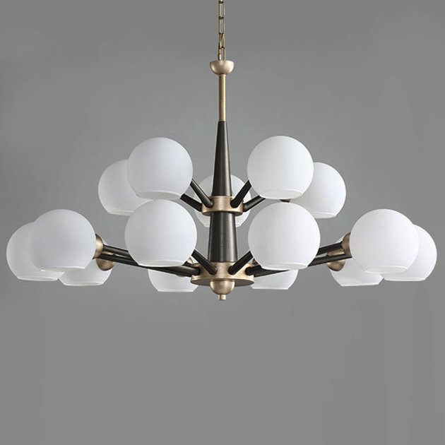 Люстра Thalia chandelier White glass 15 Золотой Белый Черный Люстра Thalia chandelier White glass 15 Золотой Белый Черный в Челябинске | Loft Concept