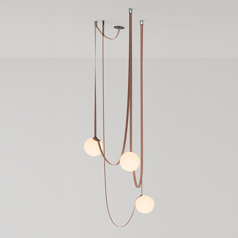 Vibia PLUSMINUS Серия подвесных светильников с белыми шарообразными плафонами из стекла на красных текстильных ремнях Красный Белый Vibia PLUSMINUS Серия подвесных светильников с белыми шарообразными плафонами из стекла на красных текстильных ремнях Красный Белый в Челябинске | Loft Concept
