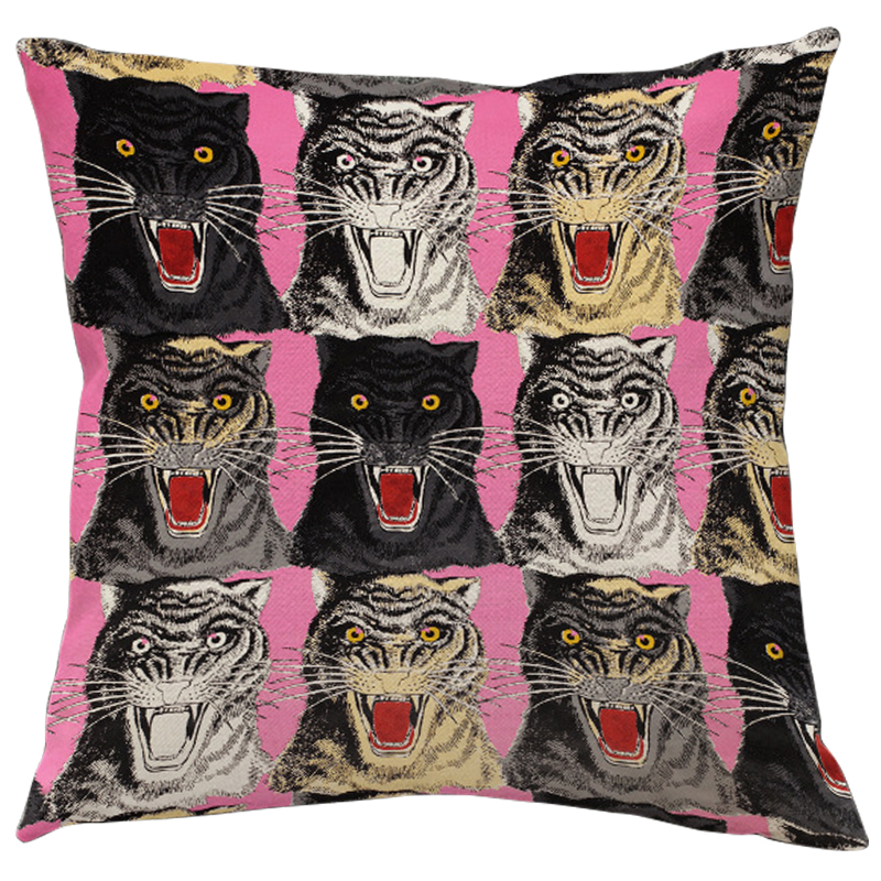 Декоративная подушка Стиль Gucci Panthers Pink Мульти Розовый в Челябинске | Loft Concept 