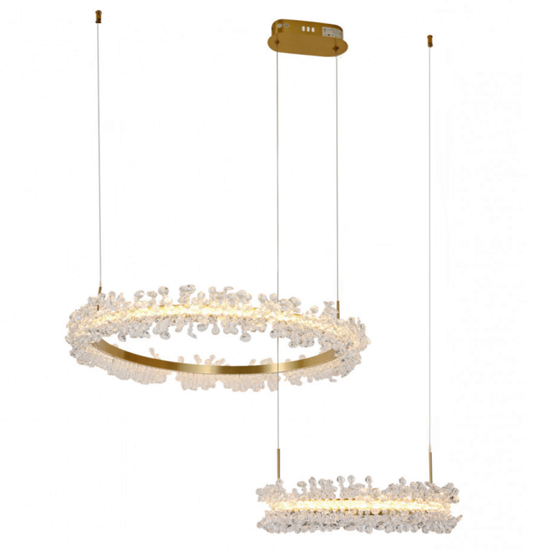 Люстра Crystal round chandelier 2 кольца Латунь Прозрачный Латунь Люстра Crystal round chandelier 2 кольца Латунь Прозрачный Латунь в Челябинске | Loft Concept