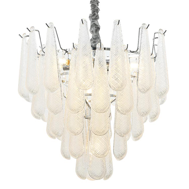 Люстра Textured Glass Drops Chandelier 13 Хром Белый Люстра Textured Glass Drops Chandelier 13 Хром Белый в Челябинске | Loft Concept