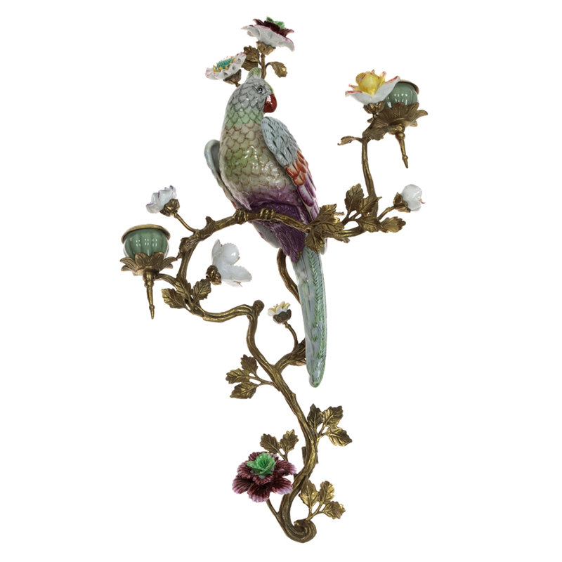 Подсвечник настенный Colorful Flowers and Parrot L Бронза Мульти Подсвечник настенный Colorful Flowers and Parrot L Бронза Мульти в Челябинске | Loft Concept