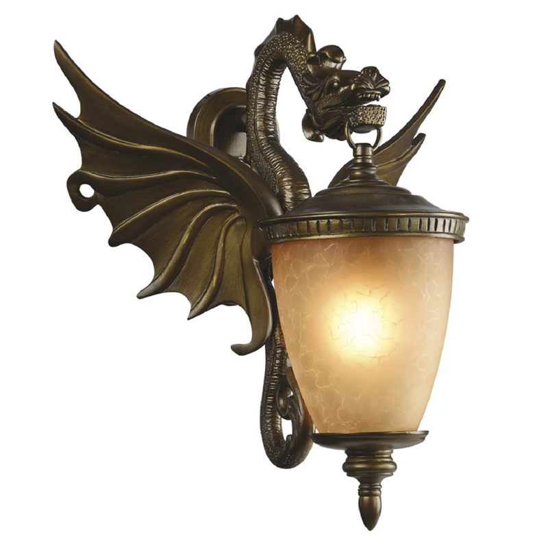 Золотисто-коричневый уличный светильник с фигурой дракона ANIMAL LANTERN Коричневый Прозрачный Желтый в Челябинске | Loft Concept 