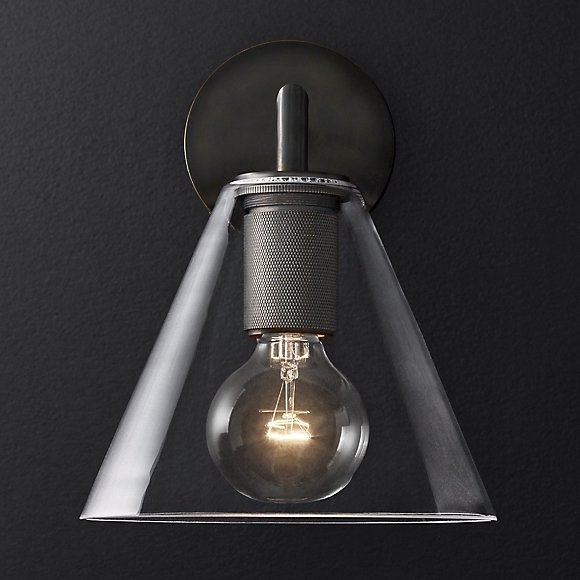 Бра RH Utilitaire Funnel Shade Single Sconce Black Прозрачное Стекло Темная бронза Бра RH Utilitaire Funnel Shade Single Sconce Black Прозрачное Стекло Темная бронза в Челябинске | Loft Concept