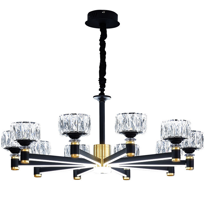 Дизайнерская Люстра 10 хрустальных плафонов Crystal Shades Chandelier Черный Дизайнерская Люстра 10 хрустальных плафонов Crystal Shades Chandelier Черный в Челябинске | Loft Concept