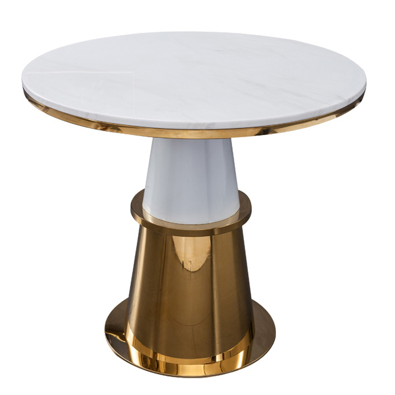 Обеденный стол Ander Table Circle Белый Латунь сатинированная Обеденный стол Ander Table Circle Белый Латунь сатинированная в Челябинске | Loft Concept
