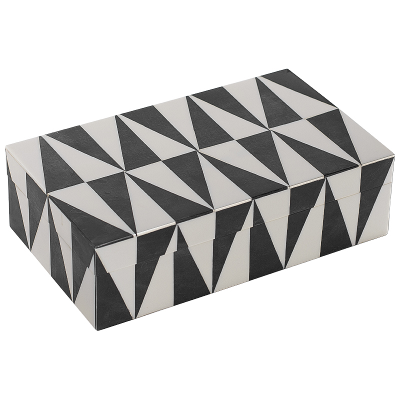 Шкатулка Black White Triangles Bone Inlay Черно-белый Шкатулка Black White Triangles Bone Inlay Черно-белый в Челябинске | Loft Concept