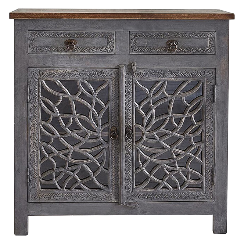Комод Indian Antique White Furniture Chest of Drawers Rupa серый Серый Коричневый Прозрачное Стекло Комод Indian Antique White Furniture Chest of Drawers Rupa серый Серый Коричневый Прозрачное Стекло в Челябинске | Loft Concept