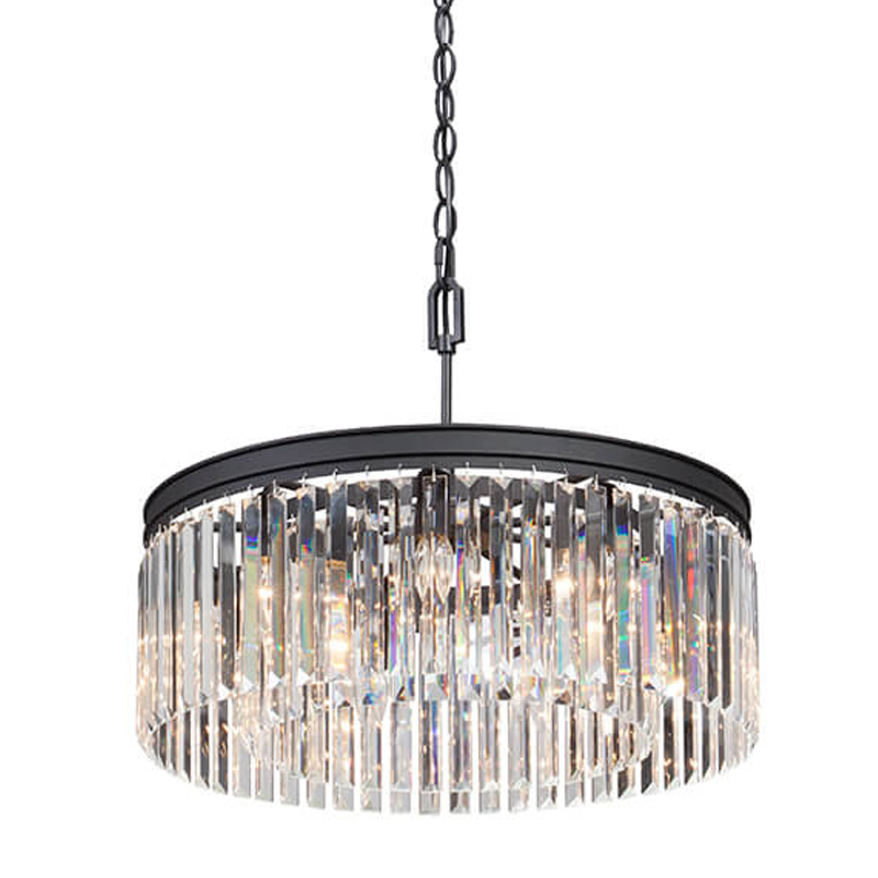 Люстра RH Rhys Clear Glass Prism Round Chandelier 60 Черный матовый Прозрачное Стекло Люстра RH Rhys Clear Glass Prism Round Chandelier 60 Черный матовый Прозрачное Стекло в Челябинске | Loft Concept