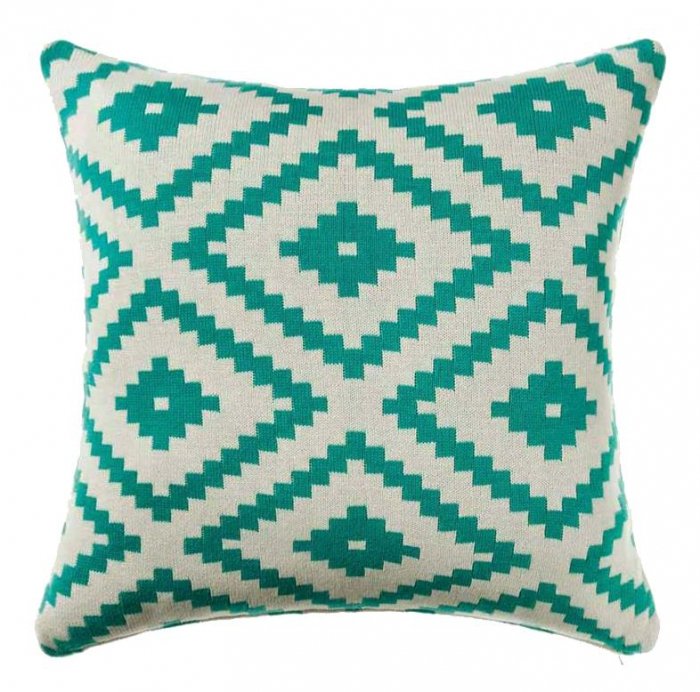 Подушка geometrical ornament бирюзовая Бирюзовый Подушка geometrical ornament бирюзовая Бирюзовый в Челябинске | Loft Concept