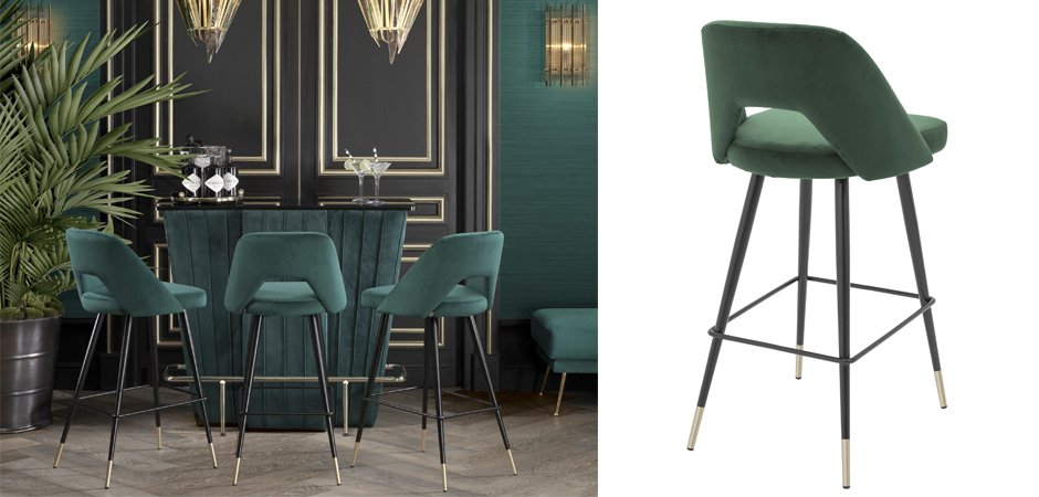 Барный стул Eichholtz Bar Stool Avorio Green Барный стул Eichholtz Bar Stool Avorio Green - Loft-Concept в Челябинске