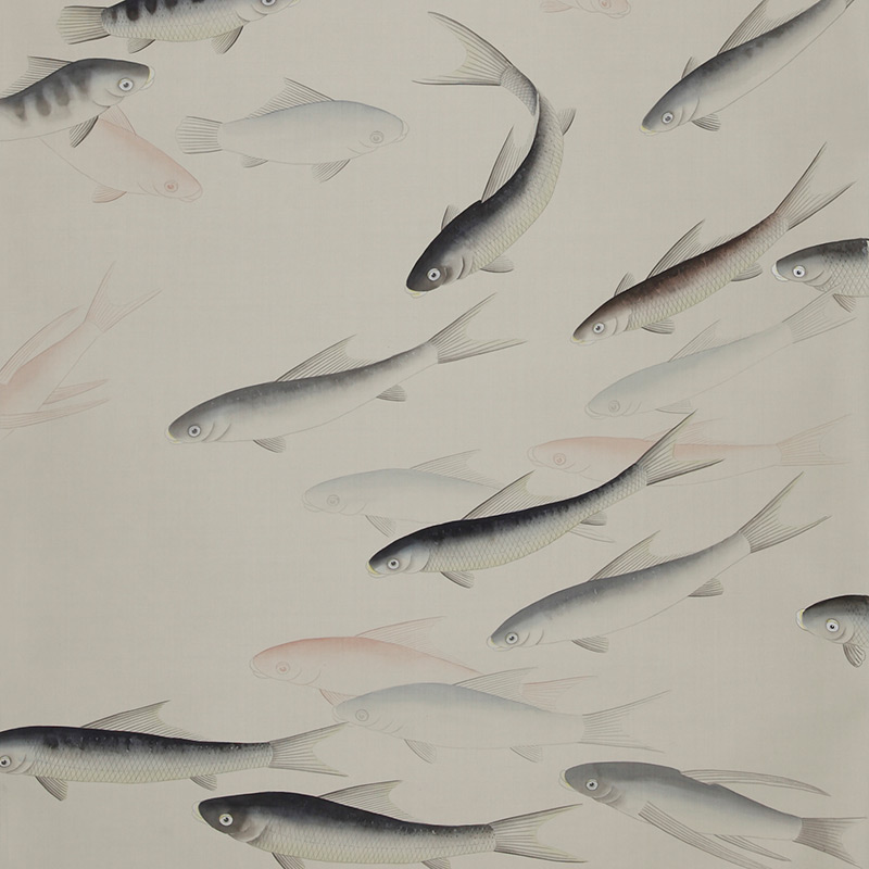 Обои ручная роспись Fishes Blue Pearl on Icefield dyed silk Обои ручная роспись Fishes Blue Pearl on Icefield dyed silk в Челябинске | Loft Concept