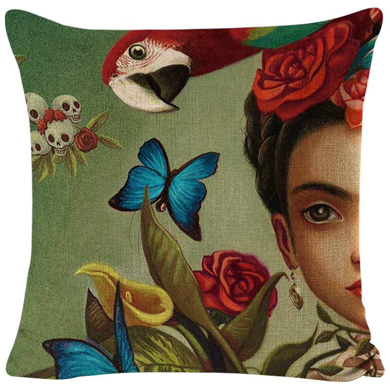 Декоративная подушка Frida Kahlo 9 Зеленый смок Мульти Декоративная подушка Frida Kahlo 9 Зеленый смок Мульти в Челябинске | Loft Concept