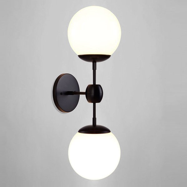 Бра Modo 2 Globes Black and white glass Черный Прозрачный белый Бра Modo 2 Globes Black and white glass Черный Прозрачный белый в Челябинске | Loft Concept