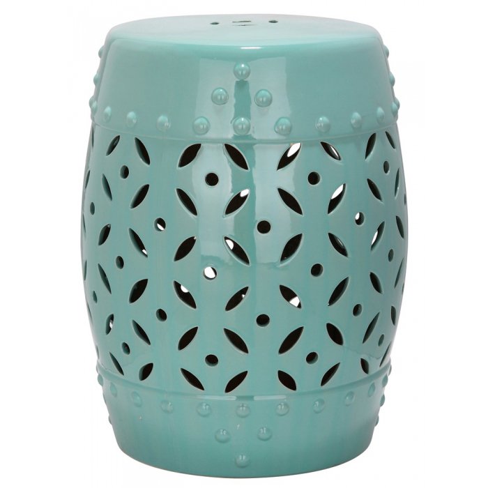 Керамический табурет Coin Lattice Garden Stool - Light Blue Голубой пастельный в Челябинске | Loft Concept 