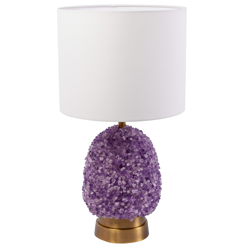Настольная лампа с абажуром Riche Table Lamp Фиолетовый Латунь Белый Настольная лампа с абажуром Riche Table Lamp Фиолетовый Латунь Белый в Челябинске | Loft Concept