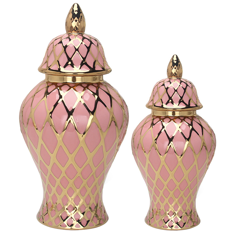 Ваза с крышкой Gold Ornament Pink Vase Розовый Золотой Ваза с крышкой Gold Ornament Pink Vase Розовый Золотой в Челябинске | Loft Concept
