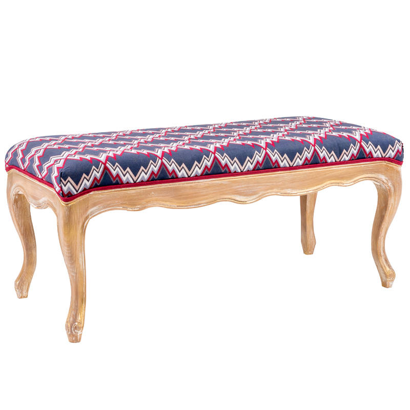 Банкетка Ikat Pattern с золотой патиной Золотой Синий Мульти Банкетка Ikat Pattern с золотой патиной Золотой Синий Мульти в Челябинске | Loft Concept
