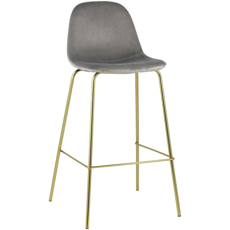 Барный Стул Archie Chair Серый Велюр Серый Золотой в Челябинске | Loft Concept 