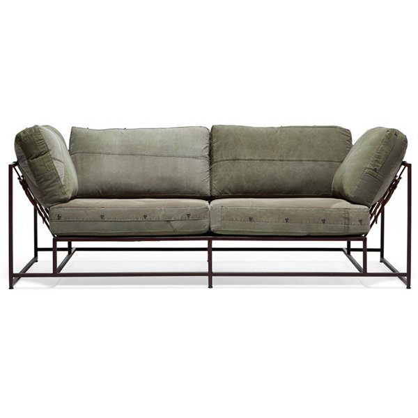Двухместный диван Olive Military Two Seat Sofa Оливковый Двухместный диван Olive Military Two Seat Sofa Оливковый в Челябинске | Loft Concept