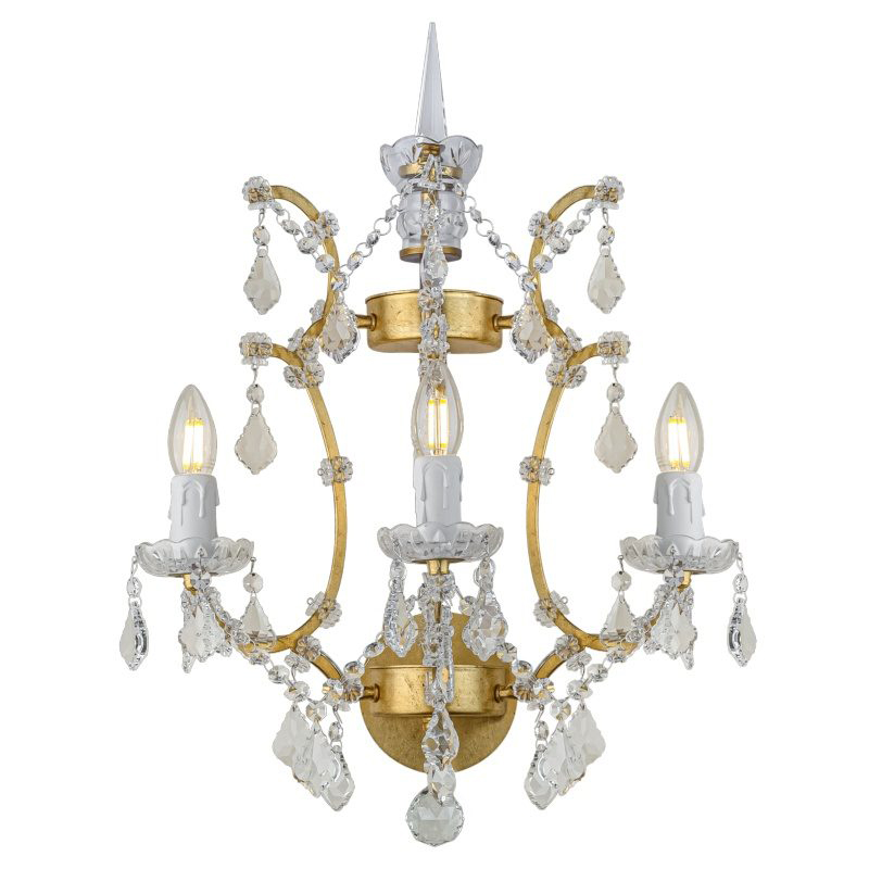 Бра 19th c. Rococo IRON & CLEAR CRYSTAL Gold Wall Lamp Золотой Прозрачное Стекло Бра 19th c. Rococo IRON & CLEAR CRYSTAL Gold Wall Lamp Золотой Прозрачное Стекло в Челябинске | Loft Concept