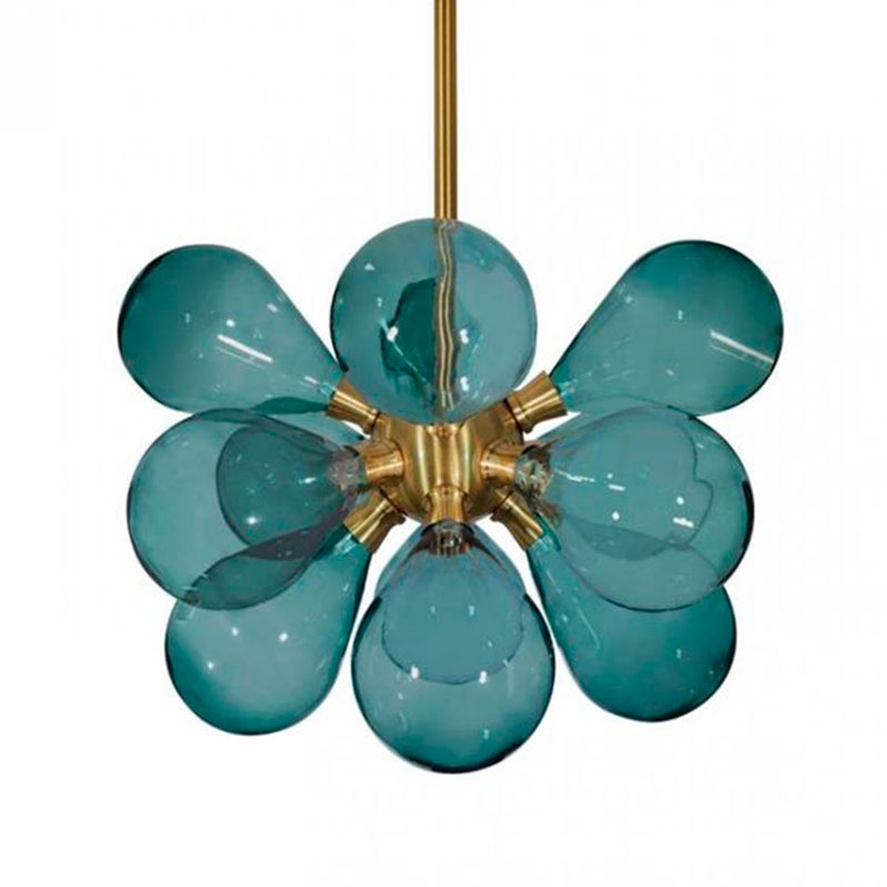 Люстра Simonet Chandelier Blue 50 см Голубой Золотой Люстра Simonet Chandelier Blue 50 см Голубой Золотой в Челябинске | Loft Concept