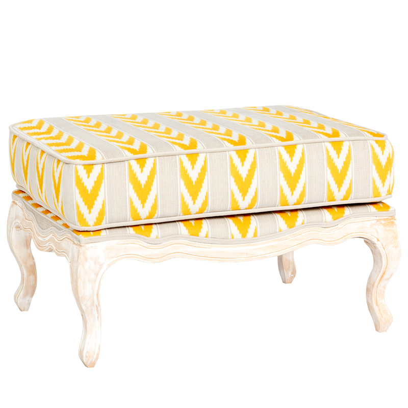 Пуф Ikat Pattern с желтым узором Белый Желтый Бежевый Пуф Ikat Pattern с желтым узором Белый Желтый Бежевый в Челябинске | Loft Concept