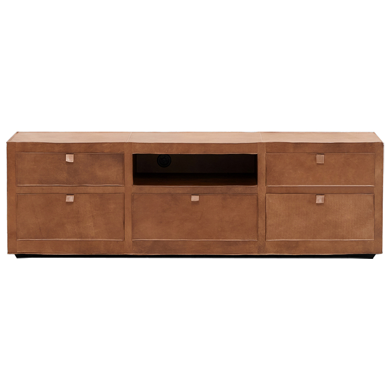 ТВ-тумба Leather Wood TV Stand Коричневый ТВ-тумба Leather Wood TV Stand Коричневый в Челябинске | Loft Concept