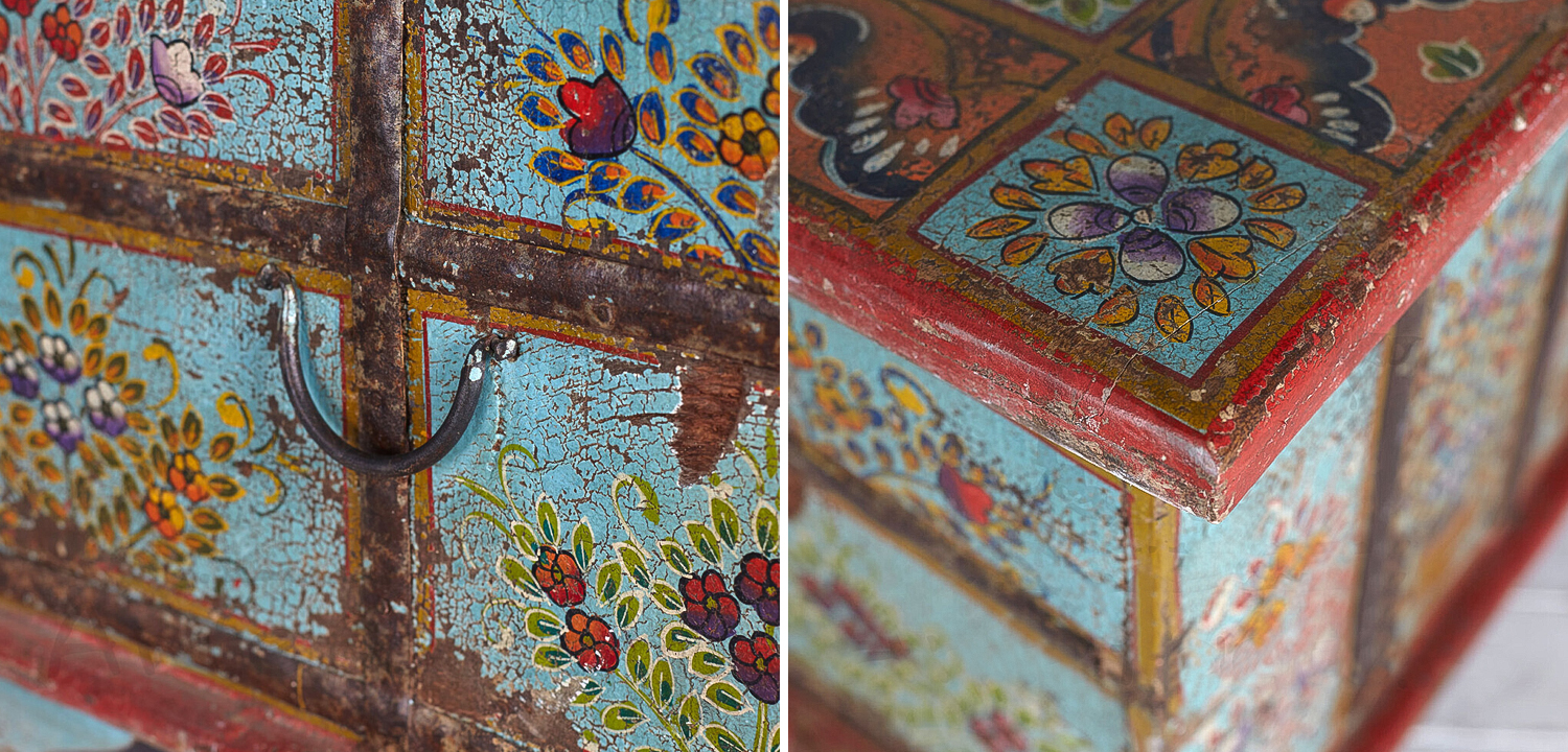 Сундук ручная роспись Pran Antique Indian Painted Chest - фото №1