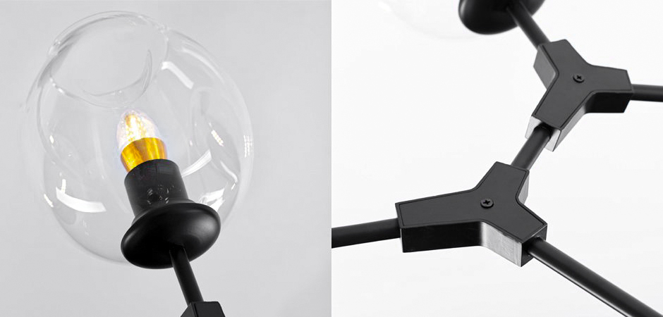 Люстра Сrumpled Glass Bubble Chandelier Black 8 плафонов Люстра Сrumpled Glass Bubble Chandelier Black 8 плафонов - Loft-Concept в Челябинске