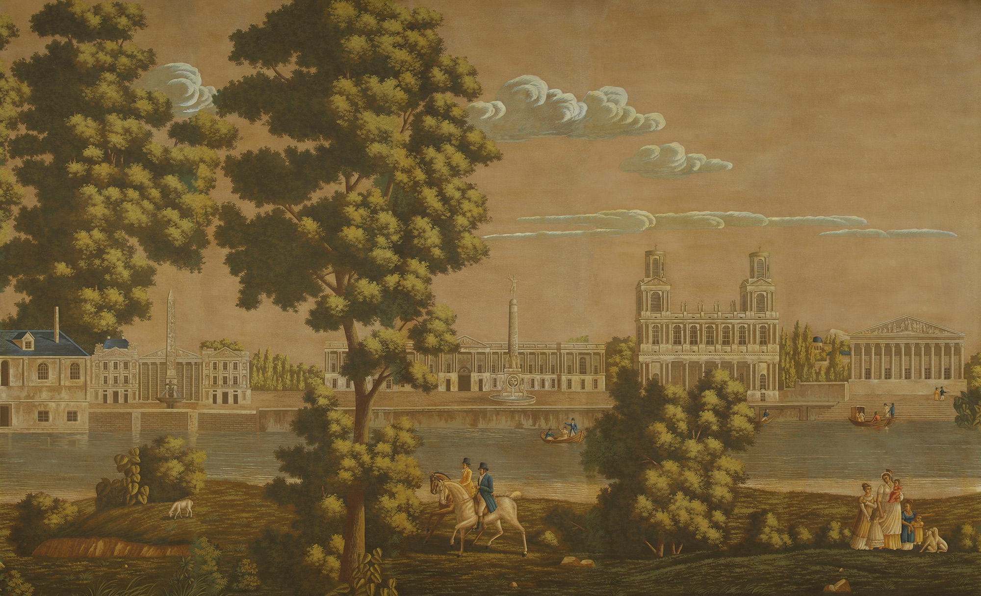 Обои ручная роспись Monuments of Paris Roberts on antique scenic Xuan paper Обои ручная роспись Monuments of Paris Roberts on antique scenic Xuan paper - постер Loft-Concept в Челябинске