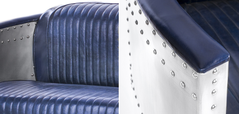 Диван Авиатор Sofa 2 seat синяя кожа Диван Авиатор Sofa 2 seat синяя кожа - Loft-Concept в Челябинске