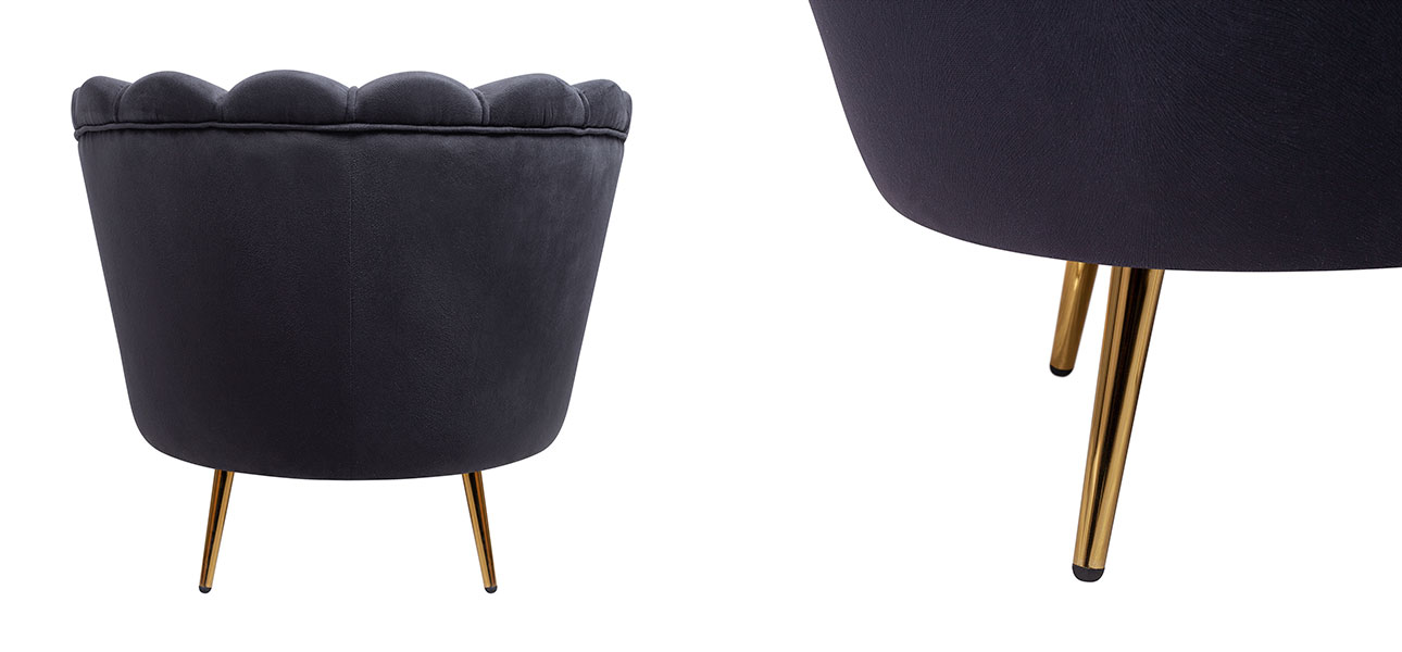 Кресло велюр черный Black Flower - фото №1