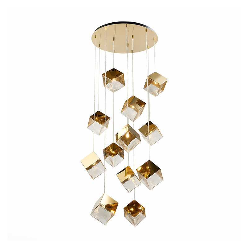 Потолочная люстра Pyrite Chandelier golden cube 12 Золотой Прозрачный Потолочная люстра Pyrite Chandelier golden cube 12 Золотой Прозрачный в Челябинске | Loft Concept