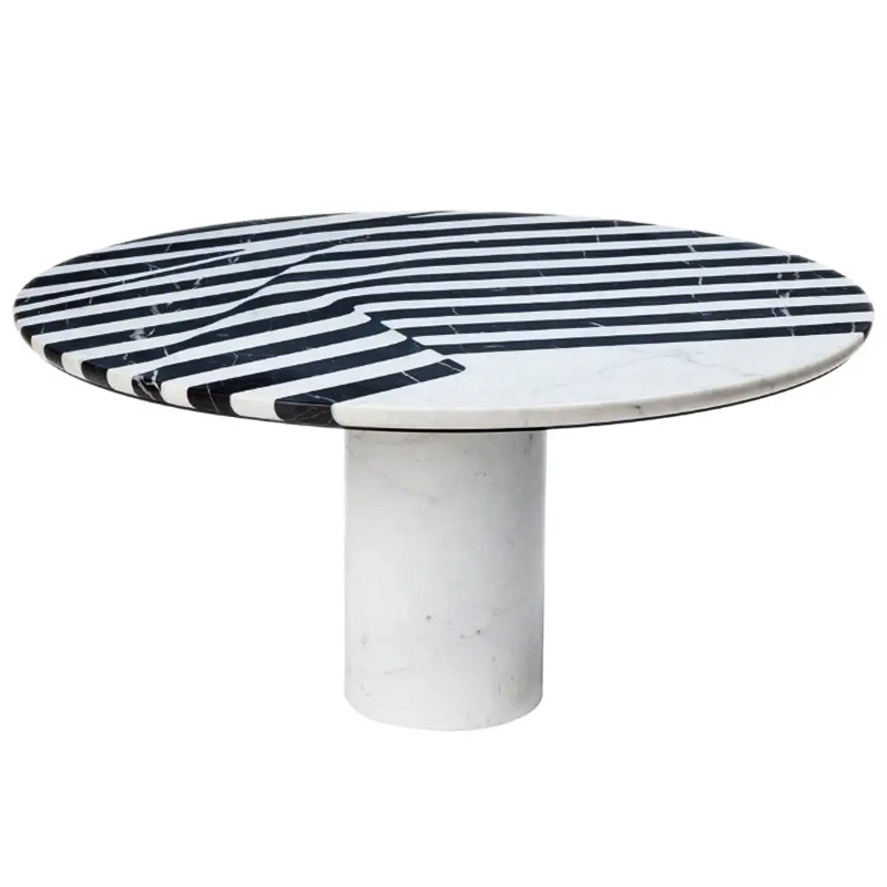 Обеденный стол Safwan Black and White Stripes Dining Table Черно-белый Белый Мрамор Bianco Черный Мрамор Nero в Челябинске | Loft Concept 