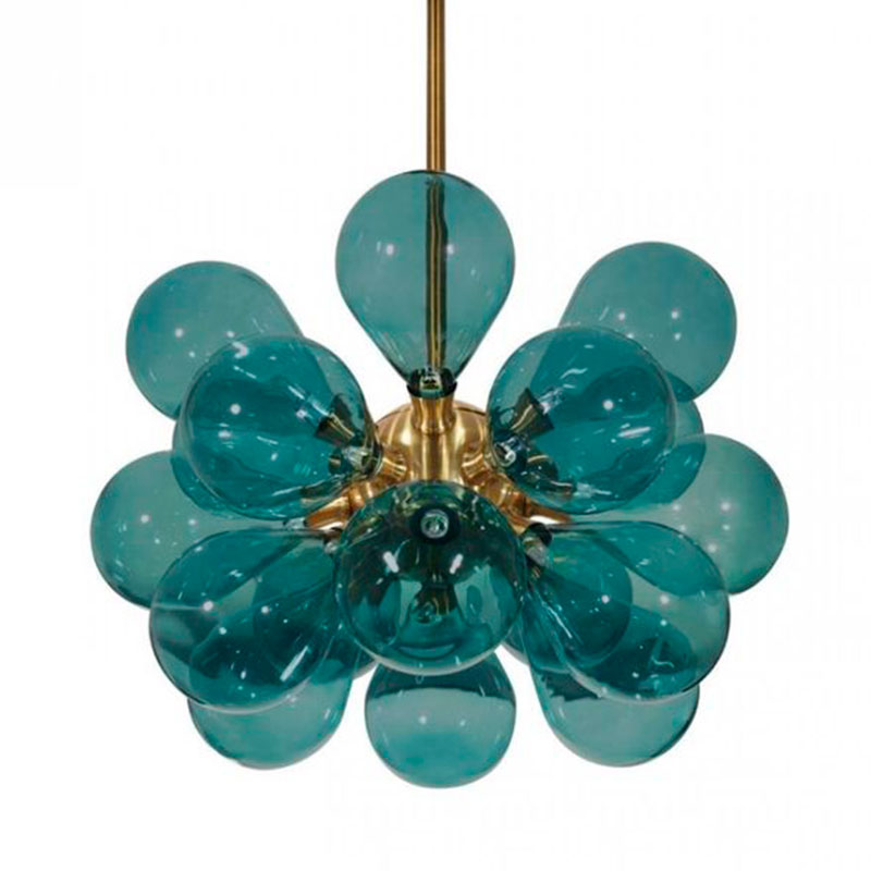 Люстра Simonet Chandelier Blue 55 см Голубой Золотой Люстра Simonet Chandelier Blue 55 см Голубой Золотой в Челябинске | Loft Concept