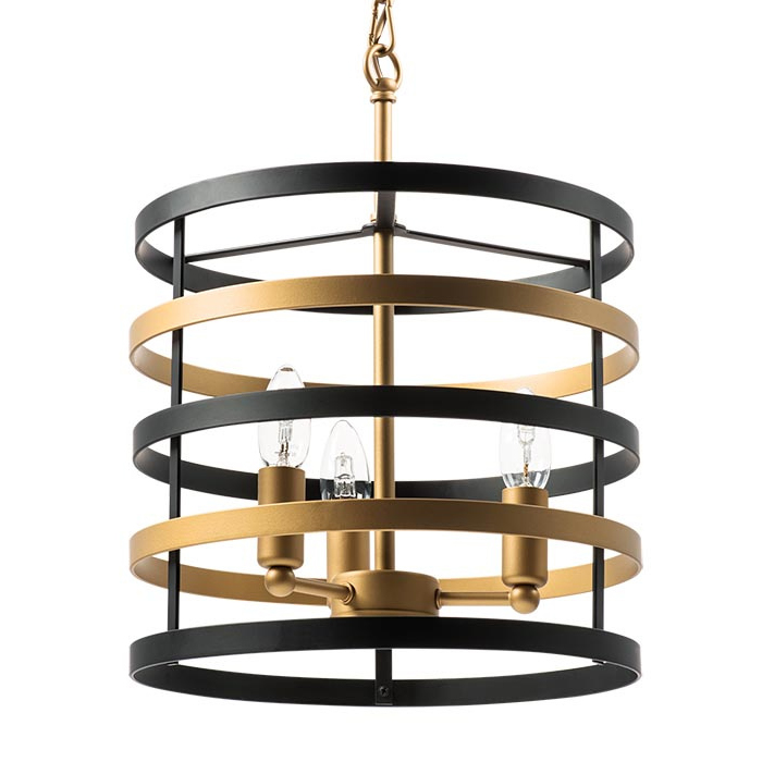 Люстра Gold Stripes Chandelier 3 Черный Золотой Люстра Gold Stripes Chandelier 3 Черный Золотой в Челябинске | Loft Concept
