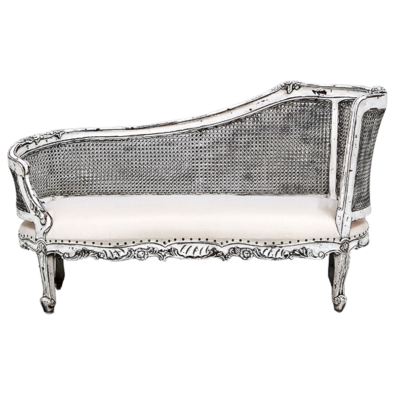 Кушетка Maria Antoinette Side Sofa Белый винтажная патина Белый Кушетка Maria Antoinette Side Sofa Белый винтажная патина Белый в Челябинске | Loft Concept