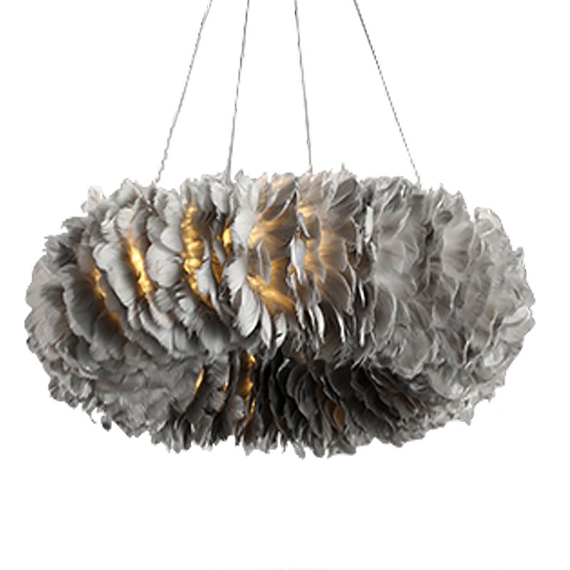 Люстра Кольцо из перьев Plumage Grey Серый Люстра Кольцо из перьев Plumage Grey Серый в Челябинске | Loft Concept