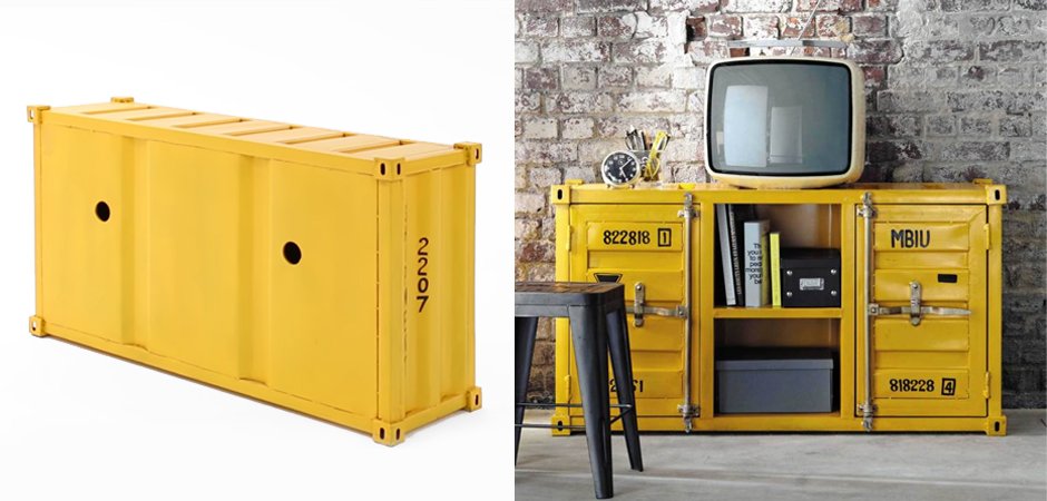 ТВ тумба морской контейнер Loft TV container yellow ТВ тумба морской контейнер Loft TV container yellow - Loft-Concept в Челябинске