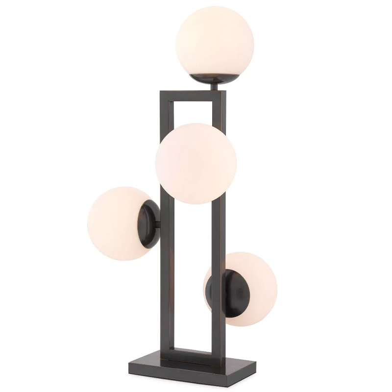 Настольная лампа Eichholtz Table Lamp Pascal Bronze Темная бронза Белое матовое стекло в Челябинске | Loft Concept 