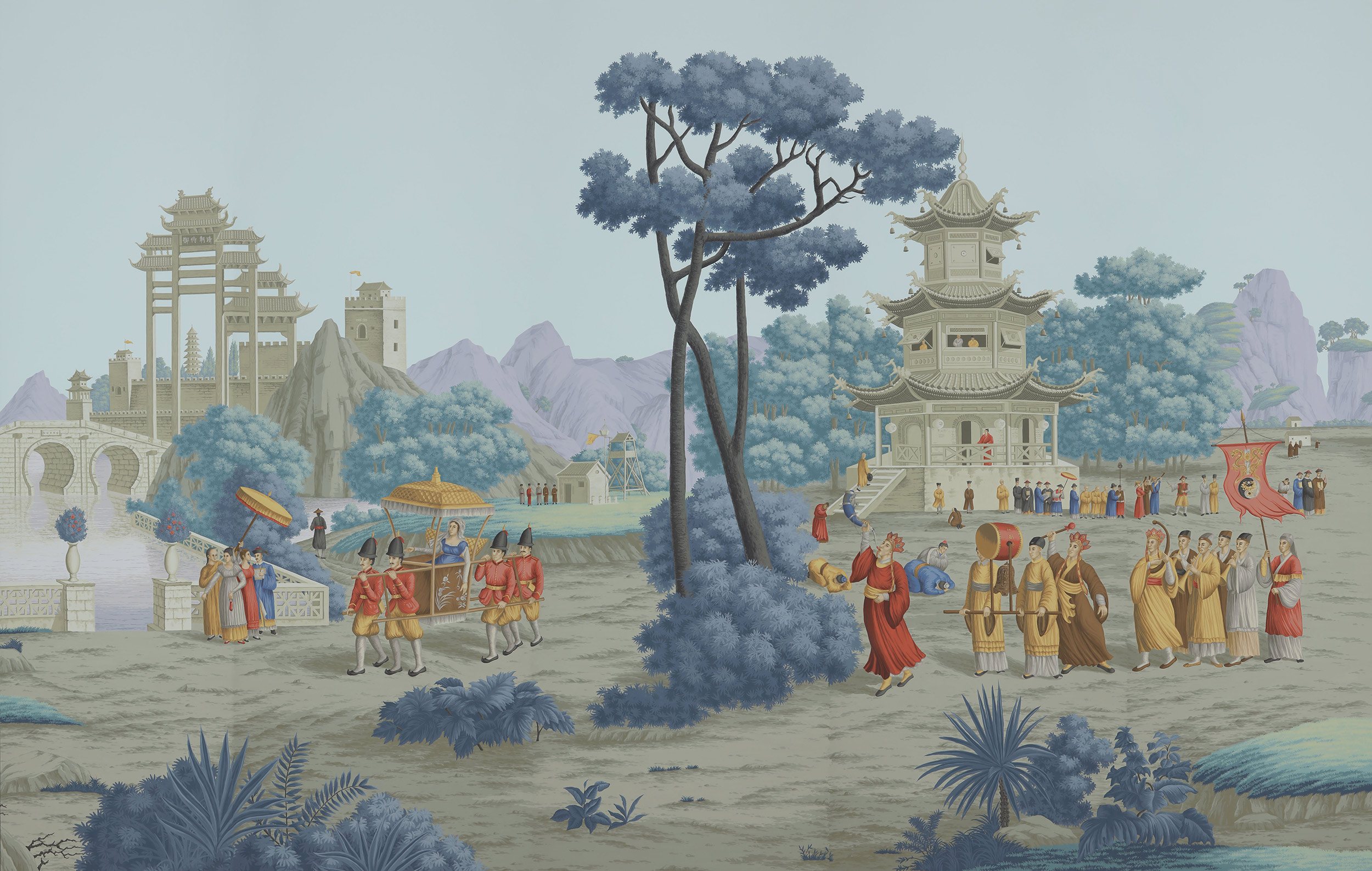 Обои ручная роспись Procession Chinoise Charvet on scenic paper Обои ручная роспись Procession Chinoise Charvet on scenic paper - постер Loft-Concept в Челябинске