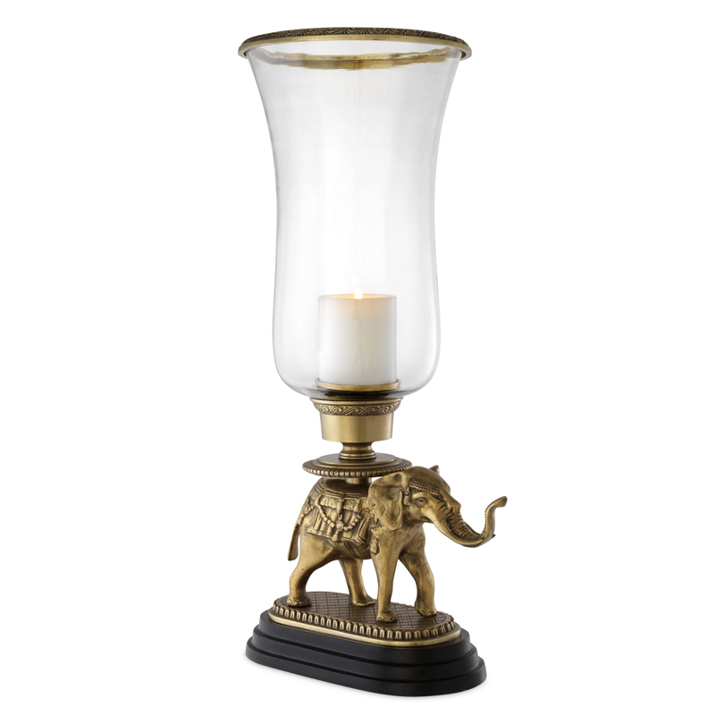 Подсвечник Eichholtz Hurricane Elephant Винтажная латунь Черный Прозрачный Подсвечник Eichholtz Hurricane Elephant Винтажная латунь Черный Прозрачный в Челябинске | Loft Concept