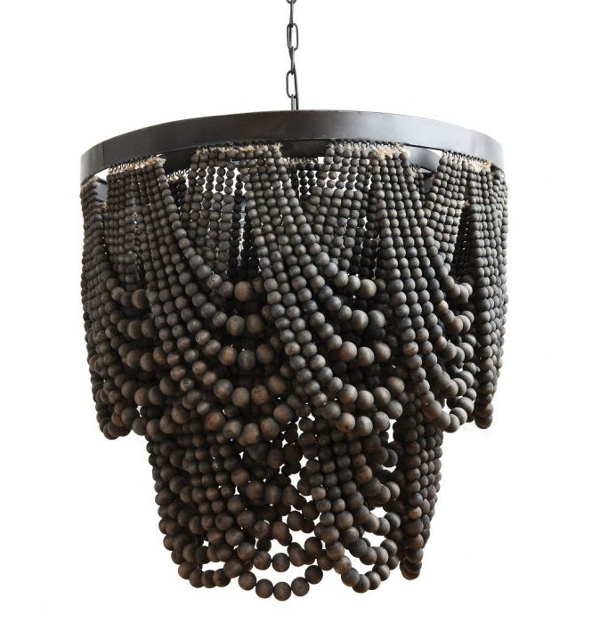 Люстра Amelia Wood Bead Chandelier Черный Коричневый Люстра Amelia Wood Bead Chandelier Черный Коричневый в Челябинске | Loft Concept