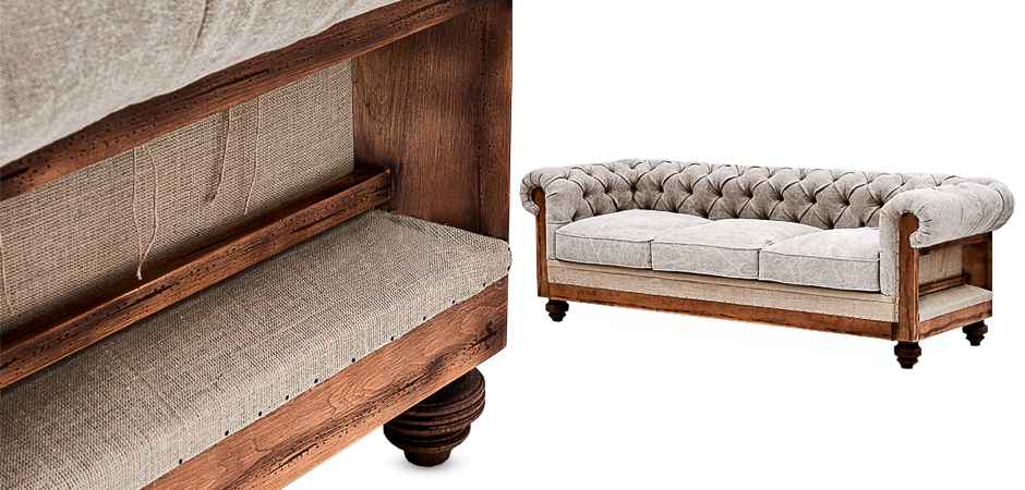 Диван Deconstructed Chesterfield Sofa Triple Gray Диван Deconstructed Chesterfield Sofa Triple Gray - Loft-Concept в Челябинске