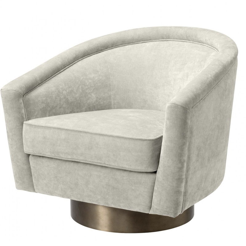 Кресло Eichholtz Swivel Chair Catene Sand Бежево-серый матовое золото Кресло Eichholtz Swivel Chair Catene Sand Бежево-серый матовое золото в Челябинске | Loft Concept